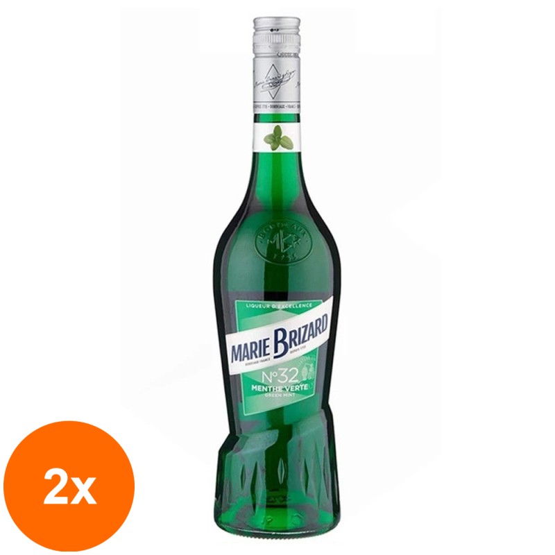 Set 2 x Lichior Menta Verde Marie Brizard 20% Alcool, 0.7 l
