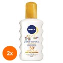 Set 2 x Spray cu Protectie Solara Nivea Sun Kids Protect & Sensitive, SPF 50+, pentru Copii, 200 ml