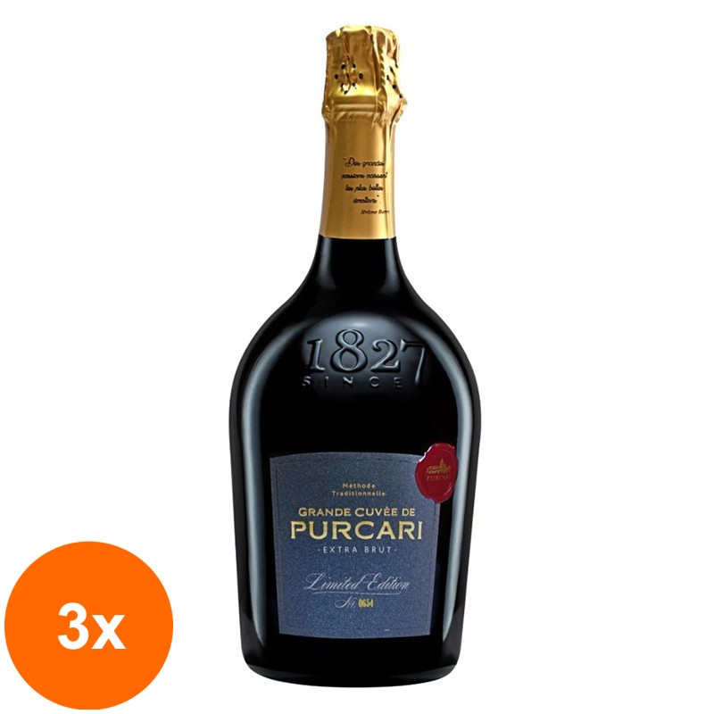Set 3 x Vin Spumant Cuvee de Purcari Grand Vintage Alb Extrabrut, 0.75 l