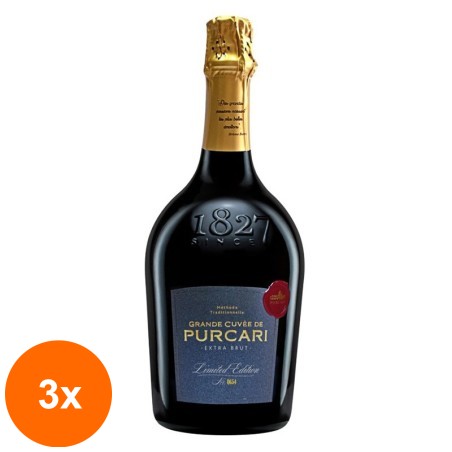Set 3 x Vin Spumant Cuvee de Purcari Grand Vintage Alb Extrabrut, 0.75 l...