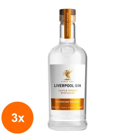Set 3 x Gin Liverpool Organic, Portocale, Orange Gin, 46% Alcool, 0.7 l...