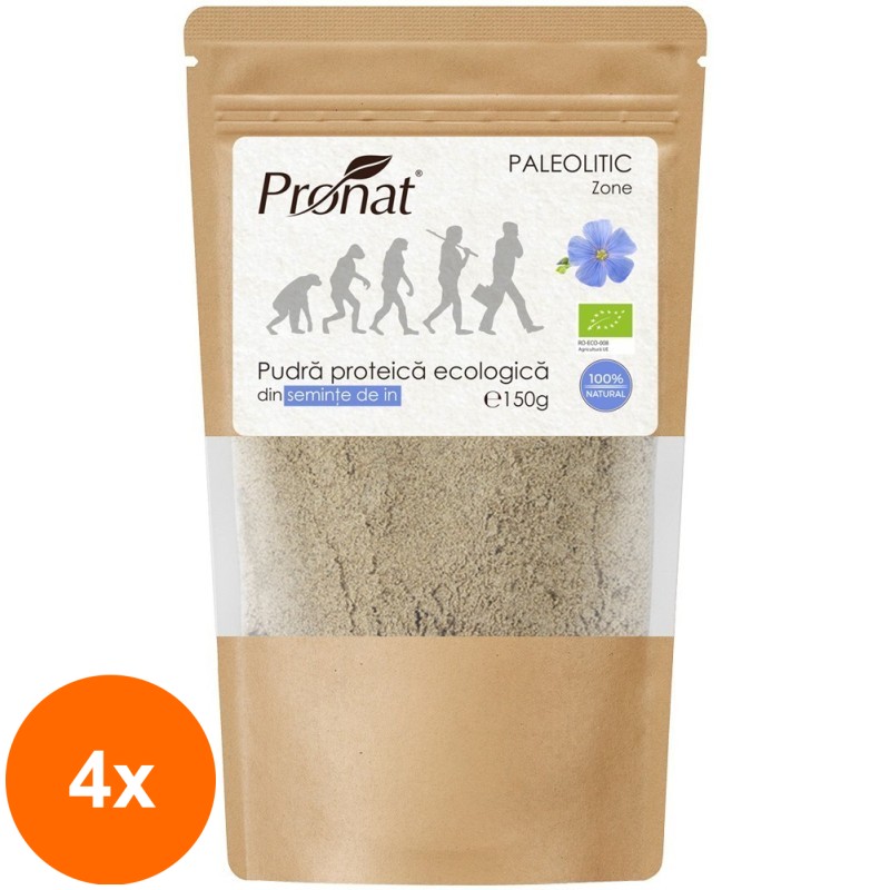 Set 4 x Pudra Proteica Bio din Seminte de In, 150 g