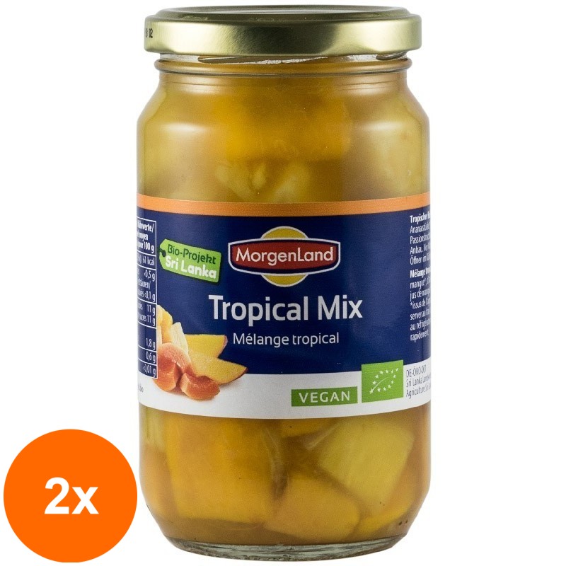 Set 2 x Compot Bio, Mix din Fructe tropicale, 360g/230g MorgenLand