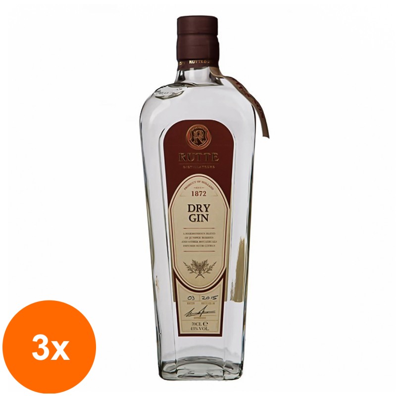 Set 3 x Gin Dek Rutte Dry Gin 43% Alcool 0.7l