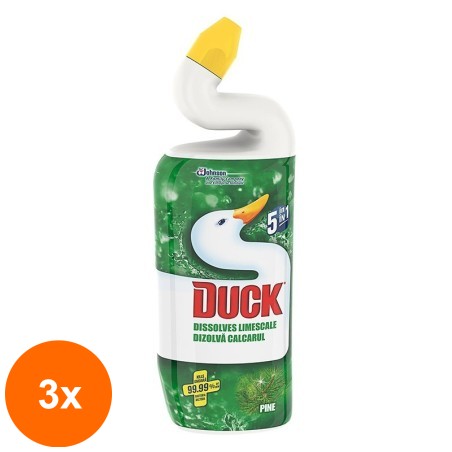 Set 3 x Dezinfectant Toaleta Gel Duck 5 in 1 Pine, 750 ml...