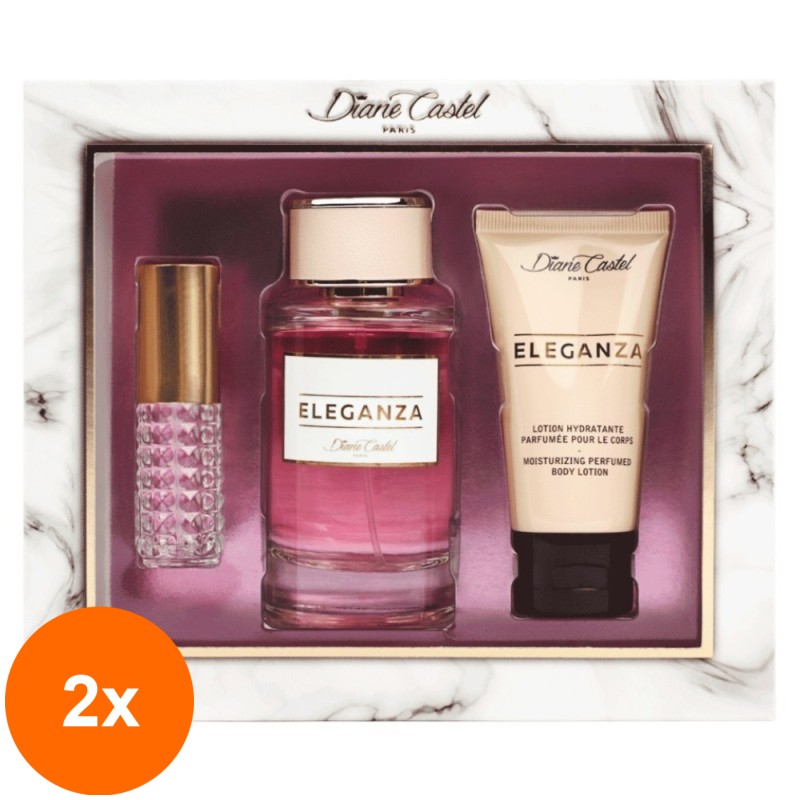Set 2 x Apa de Parfum Diane Castel Elegantza, pentru Femei, 100 ml si Lotiune de Corp 10 ml
