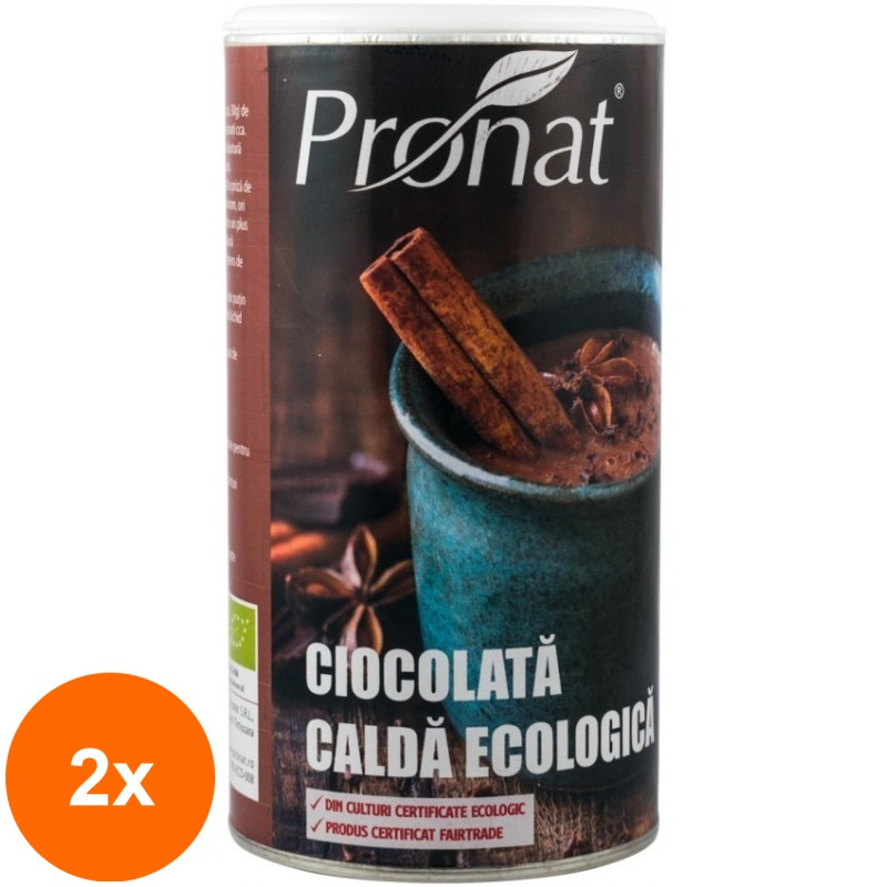 Set 2 x Ciocolata Calda BIO & Fairtrade, 300 g, Pronat