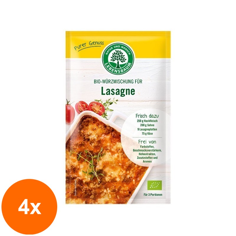 Set 4 x Amestec Bio de Condimente pentru Lasagna, 45 g Lebensbaum