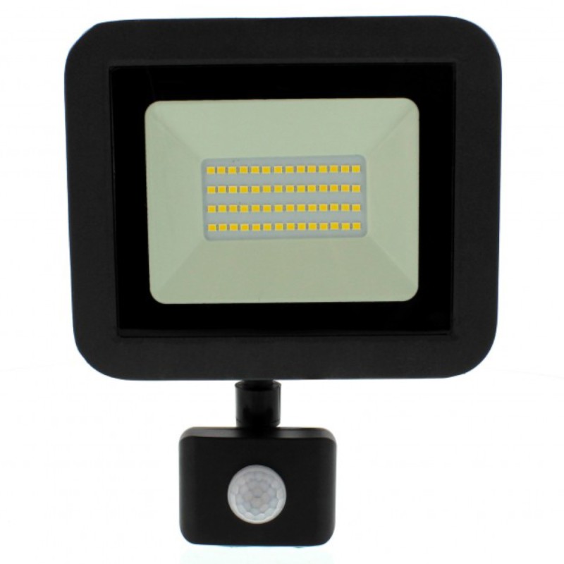 Proiector LED cu Senzor, 30 W, 2400 lm, IP44, 4000 K, Negru, Well