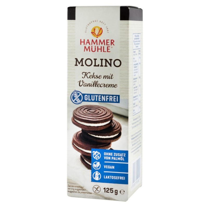 Molino, Biscuiti cu Crema de Vanilie, 125 g Hammer Muhle