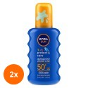 Set 2 x Spray cu Protectie Solara Colorat Nivea Sun Kids Protect & Care, SPF 50+, pentru Copii, 200 ml