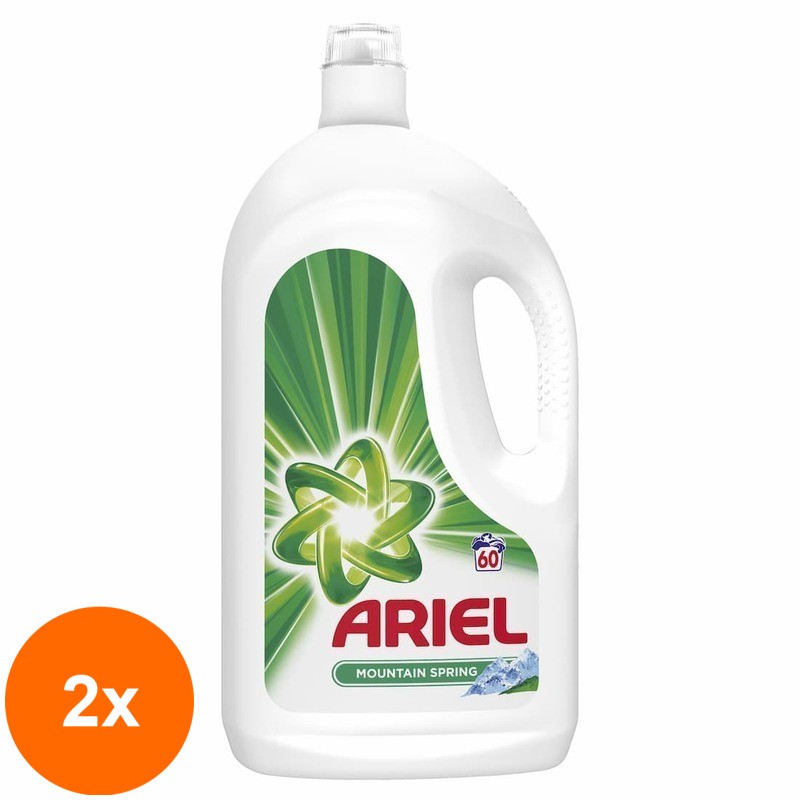 Set 2 x Detergent Automat Lichid Ariel Mountain Spring, 60 Spalari, 3.3 l