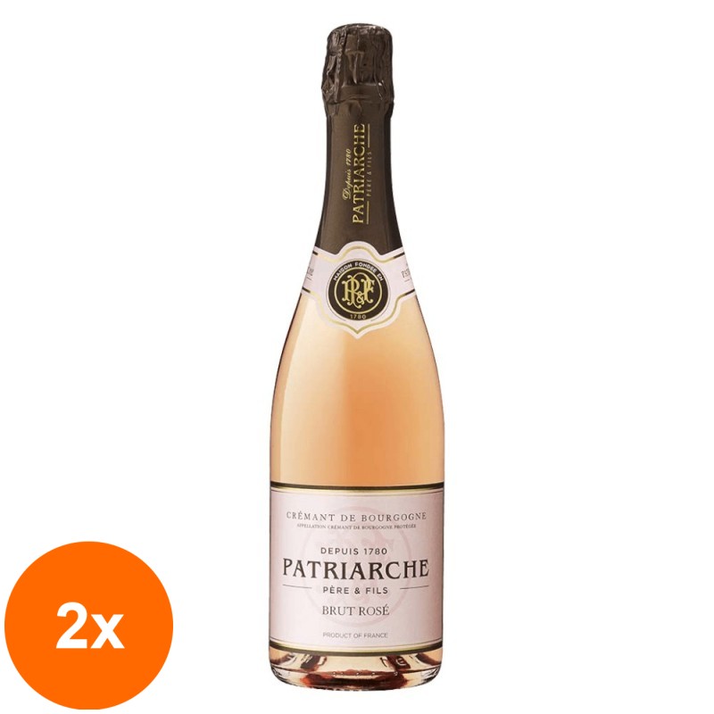 Set 2 x Vin Spumant Franta Patriarche, Rose, Cremant De Bourgogne, Brut 0.75 l
