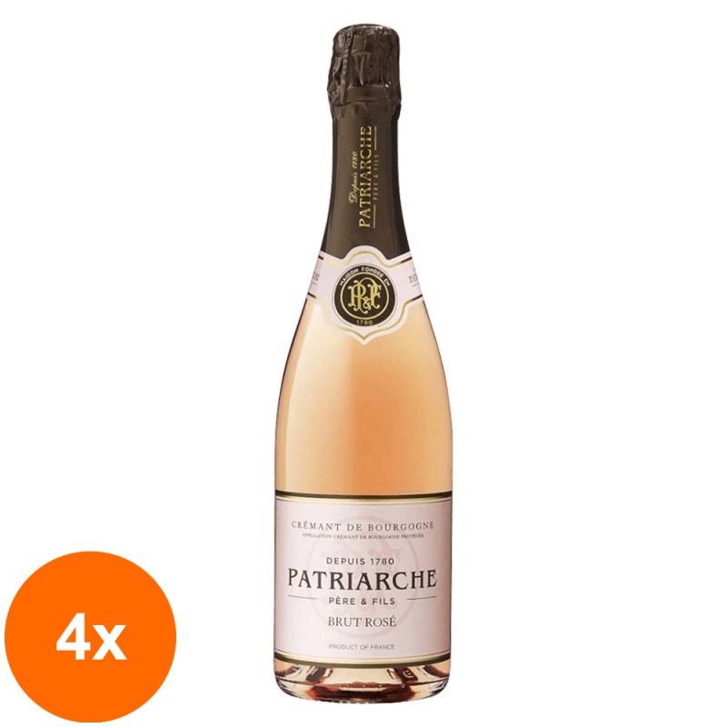 Set 4 x Vin Spumant Franta Patriarche, Rose, Cremant De Bourgogne, Brut 0.75 l