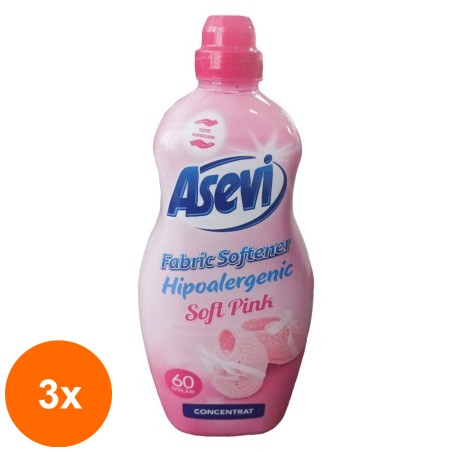 Set 3 x Balsam de Rufe Hipoalergenic Asevi Soft Pink, 60 Spalari, 1.5 l...