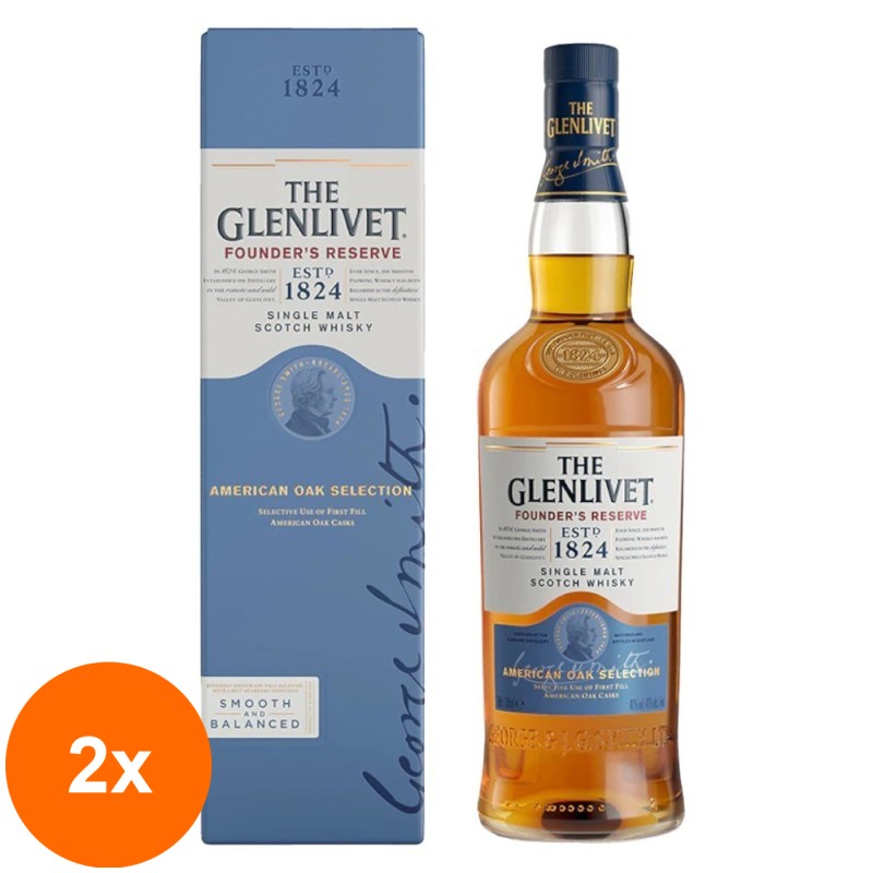 Set 2 x Whisky The Glenlivet Founders Reserve Single Mal, 40% Alcool, Cutie Carton, 0.7 l