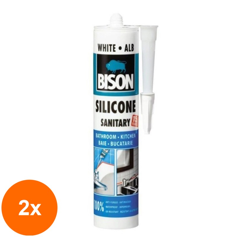 Set 2 x Silicon Sanitar, Alb, 280 ml, Bison