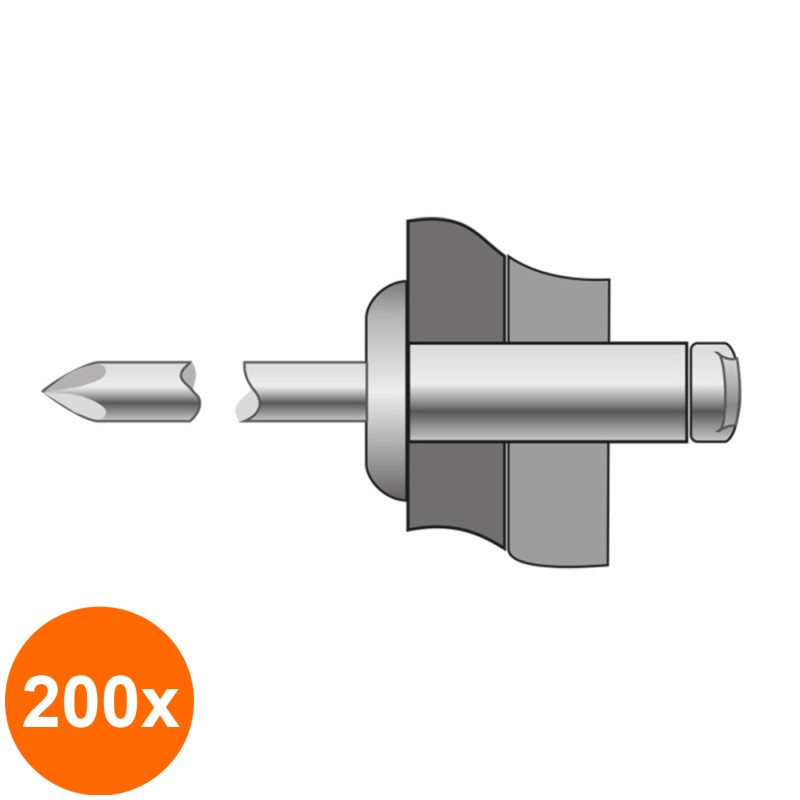 Set 200 x Pop-nituri Cap Bombat Inox A2inox A2-6.4 X 18