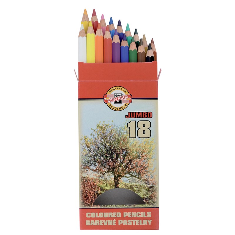 Creioane Colorate, 18 Culori, 5.6 x 10 x 175 mm, Omega Jumbo