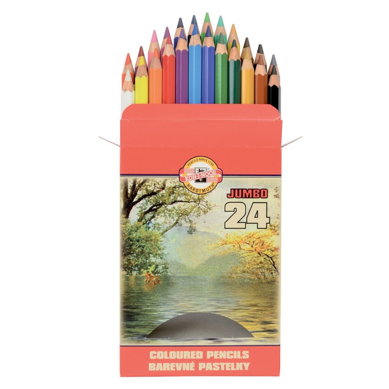 Creioane Colorate, 24 Culori, 5.6 x 10 x 175 mm, Omega Jumbo