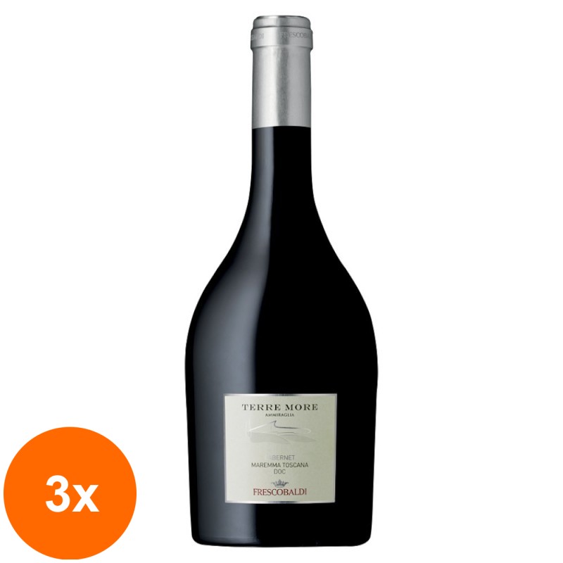 Set 3 x Vin Rosu Terre Morecabernet Maremma Toscana DOC Frescobaldi Tenuta Ammiraglia Italia 13,5% Alcool, 0.75l