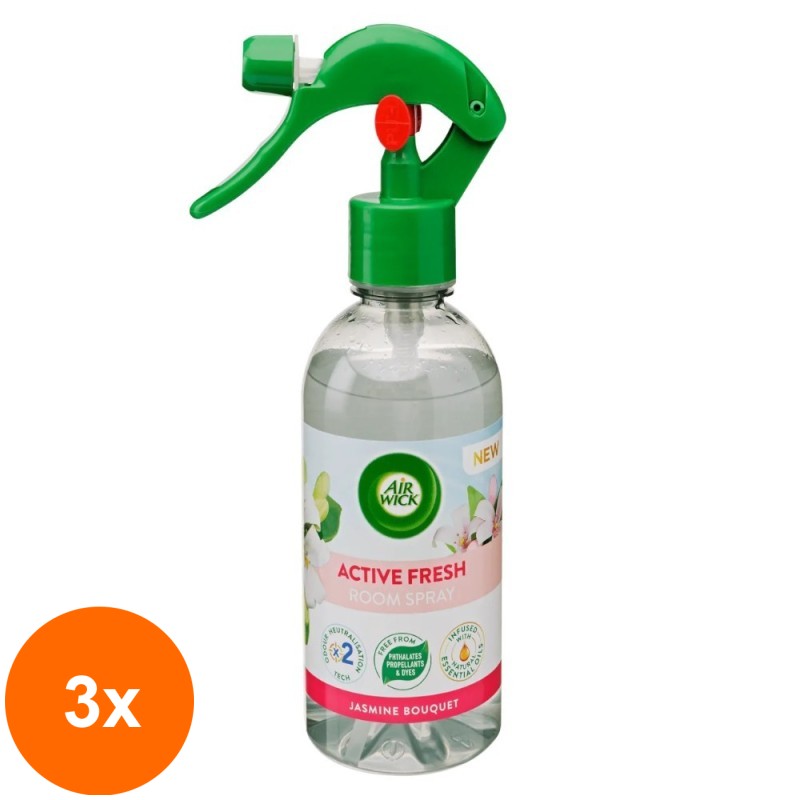 Set 3 x Spray Odorizant Air Wick Buchet de Iasomie, 237 ml
