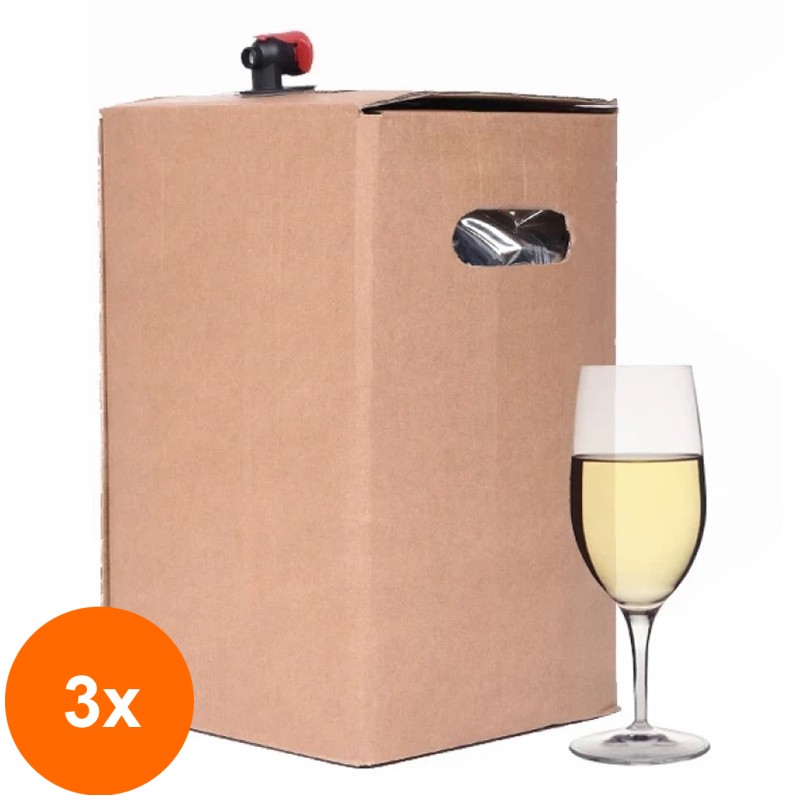 Set 3 x Vin Crama Ceptura, Feteasca Regala Bag-in-Box Alb Demisec, 10 l