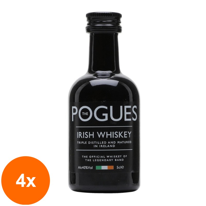 Set 4 x Whisky Pogues, Irish Whisky, 40% Alcool, Miniatura, 0.05 l