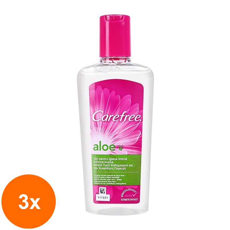 Set 3 x Gel pentru Igiena Intima Carefree, cu Aloe, 200 ml