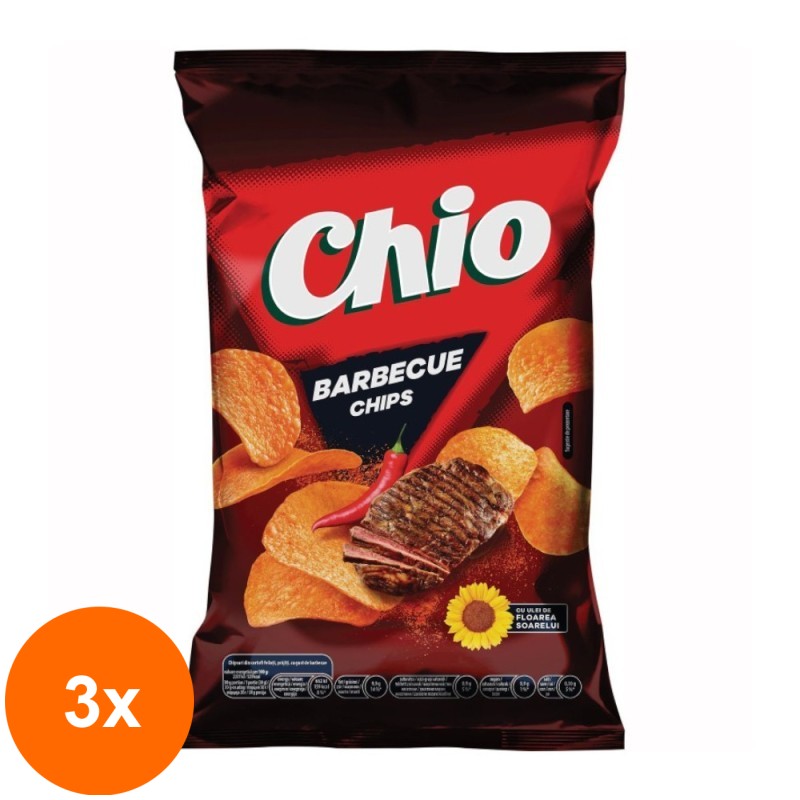 Set 3 x Chipsuri cu Gust de Barbecue Chio, 140 g
