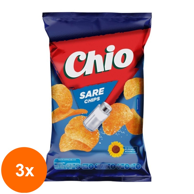 Set 3 x Chipsuri cu Sare Chio, 140 g