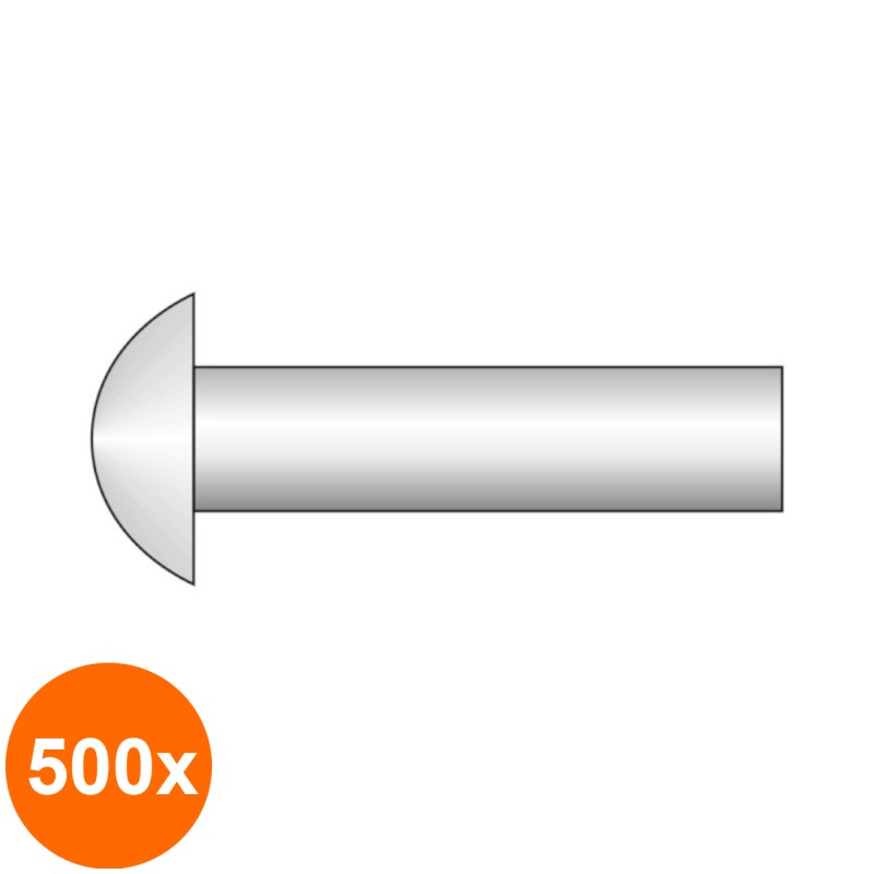 Set 500 x Pop-nituri Etanse Cap Bombat-Aluminiu Inox-4.8 X 9.5