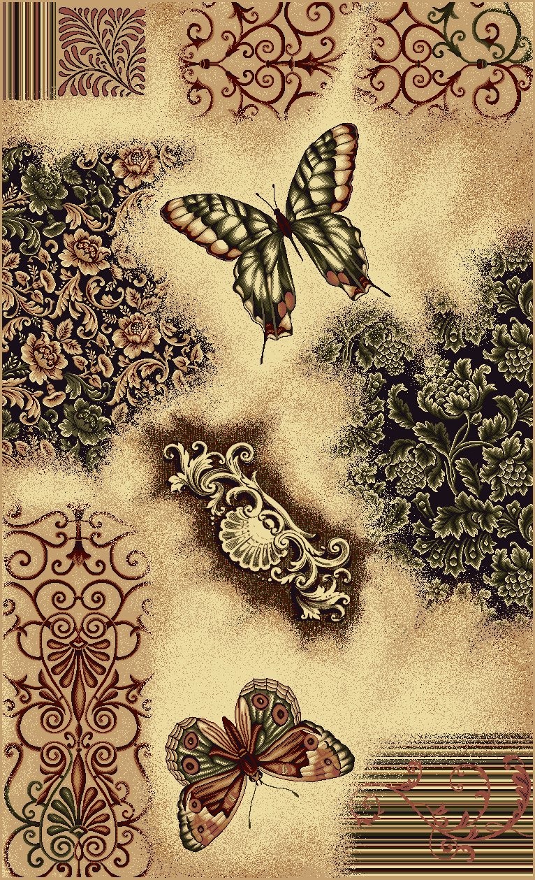 Covor Dreptunghiular, 60 x 110 cm, Crem, Fluturi, Lotos 1607
