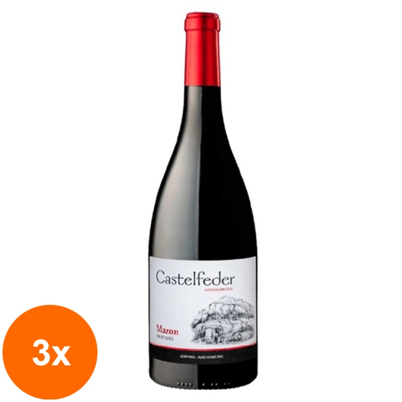 Set 3 x Vin Rosu Castelfeder Pinot Nero Mazon Alto Adige DOC, Sec, 0.75 l