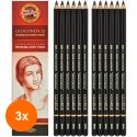 Set 3 x Creion din Grafit, Aquarell, Tarie 6B