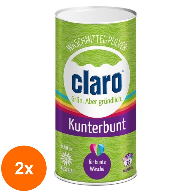 Set 2 x Detergent Pulbere Ecologica pentru Haine Colorate Claro, 1 kg