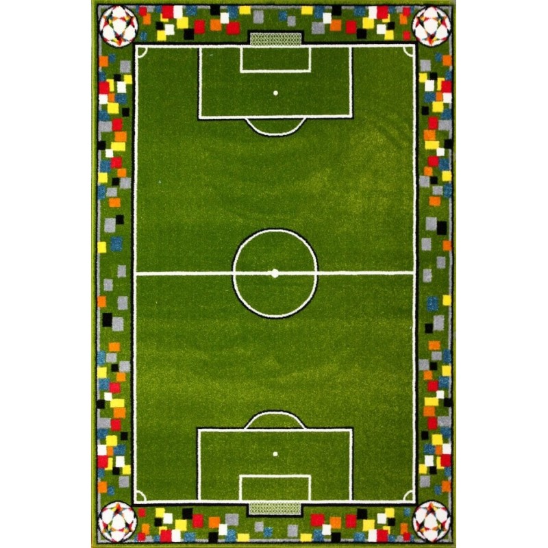 Covor pentru Copii Dreptunghiular, 80 x 150 cm, Verde, Model Teren Fotbal Kolibri 11118