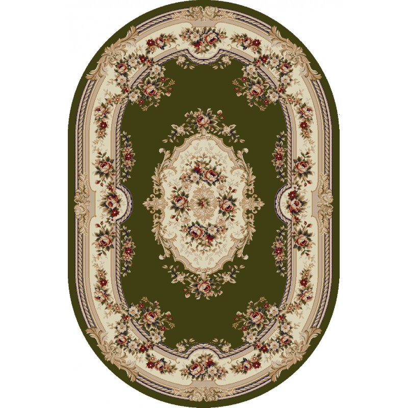 Covor Oval, 60 x 110 cm, Crem / Verde, Lotos 575-310