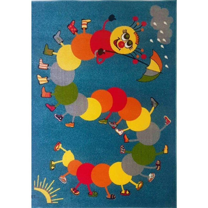 Covor Dreptunghiular pentru Copii, 160 x 230 cm, Albastru, Kolibri Model Omida 11057