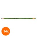 Set 14 x Creion Grafit HB cu Guma, Verde, Koh-I-Noor