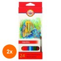 Set 2 x Creioane Colorate Aquarell, Colectie Pesti, 24 Culori