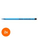 Set 2 x Creion Colorat fara lemn, Progresso, Albastru Fluorescent