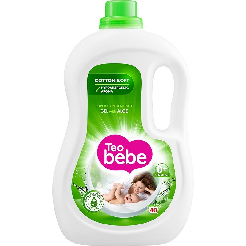 Set 2 x Detergent Lichid Teo Bebe, Aloe, 2.2 l, 40 Spalari
