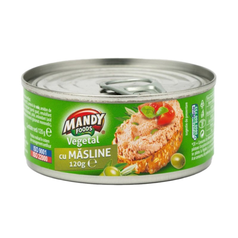 Pasta Vegetala cu Masline Mandy, 120 g