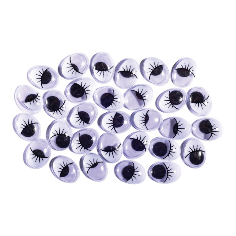 Seturi pentru Artizanat, Ochisori Ovali cu Gene, 12 mm, 30 Bucati