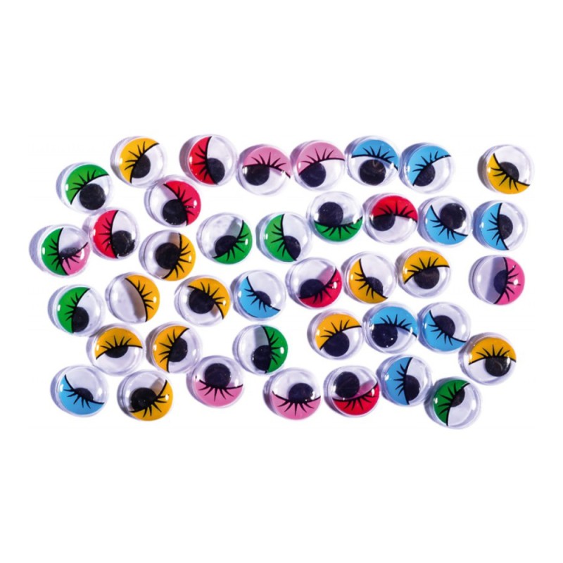 Seturi pentru Artizanat, Ochisori Colorati cu Gene, 12 mm, 40 Bucati