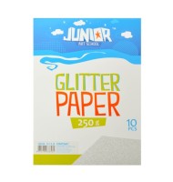 Carton Colorat, cu Glitter, Argintiu, A4, 10 Coli / Set