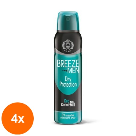 Set 4 x Deodorant Spray Breeze Dry Protection, pentru Barbati, 150 ml...