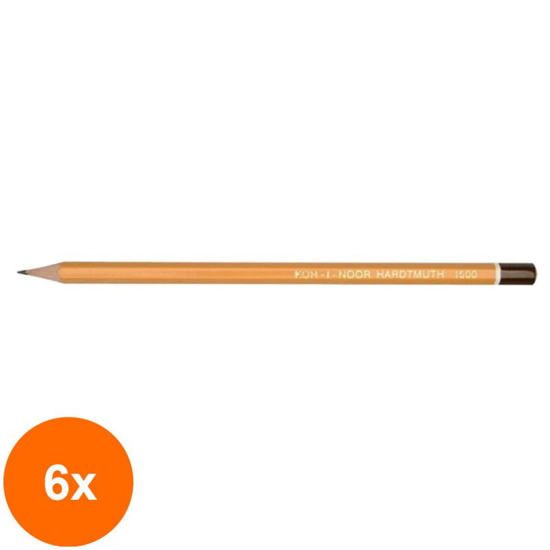 Set 6 x Creion Grafit, Tarie 2B, 2 x 7 x 175 mm, Koh-I-Noor