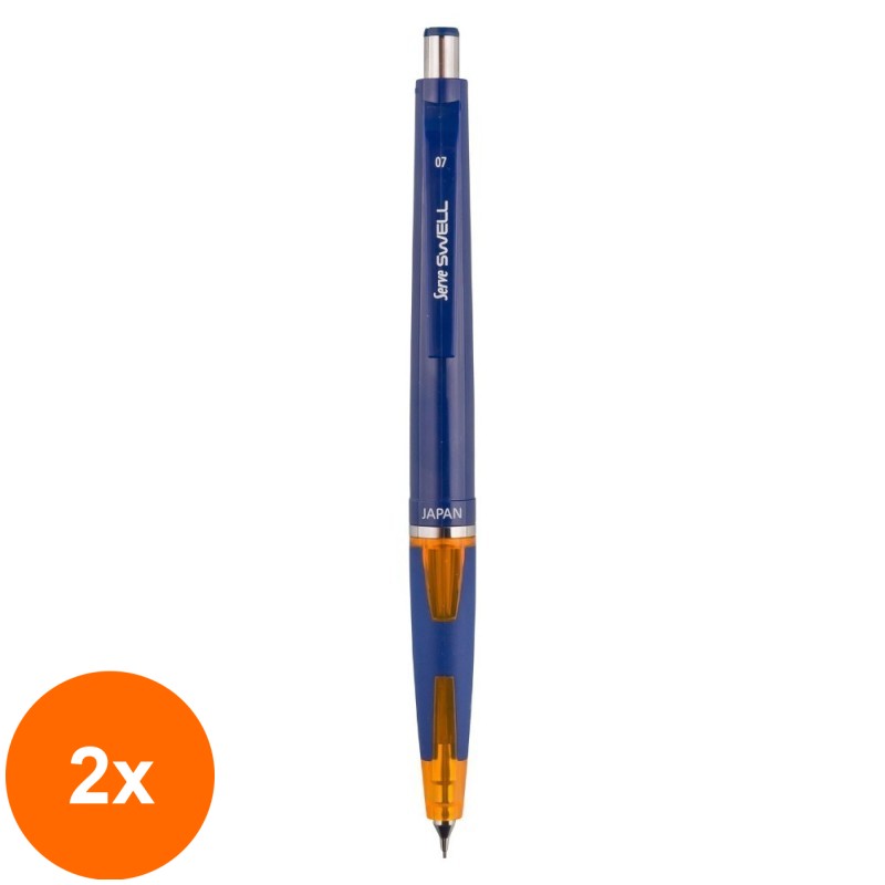 Set 2 x Creion Mecanic, 0.7 mm, Albastru cu Portocaliu, Swell Office